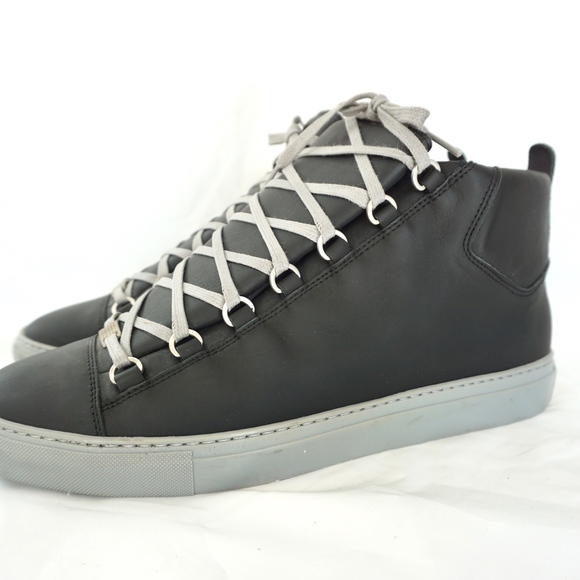 Balenciaga Other - BALENCIAGA Gray Arena Leather High Top Sneakers